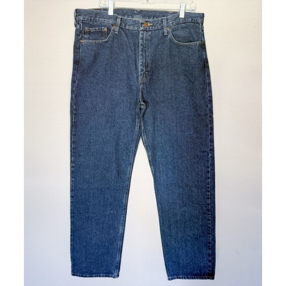 Wrangler Five Star Premium Jeans 36x34 Relaxed Fit Dark Blue Denim New With Tags - Picture 1 of 12